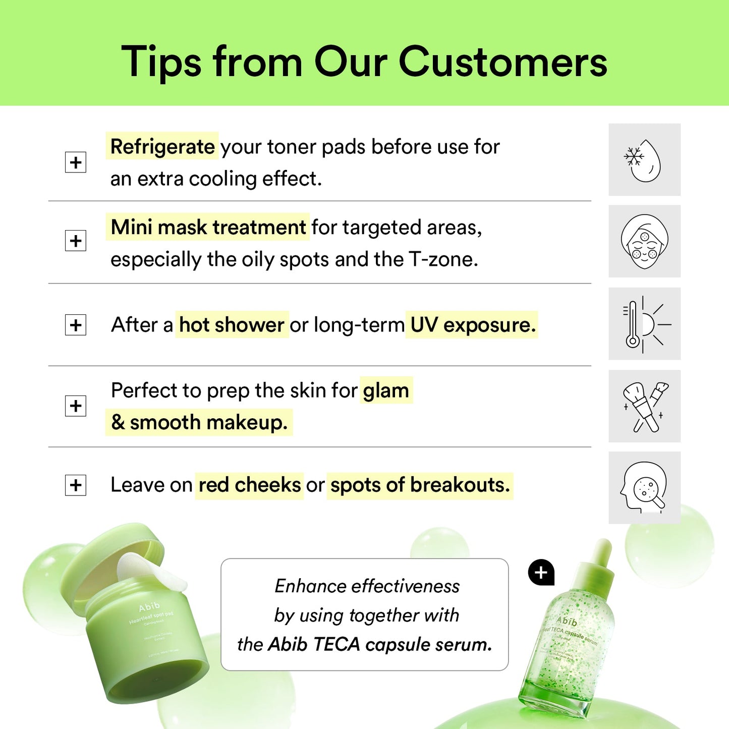 Abib Redness & Sensitivity, Combination skin, Breakouts & Acne, and Pore & Oil Control
Heartleaf Spot Pad Calming Touch