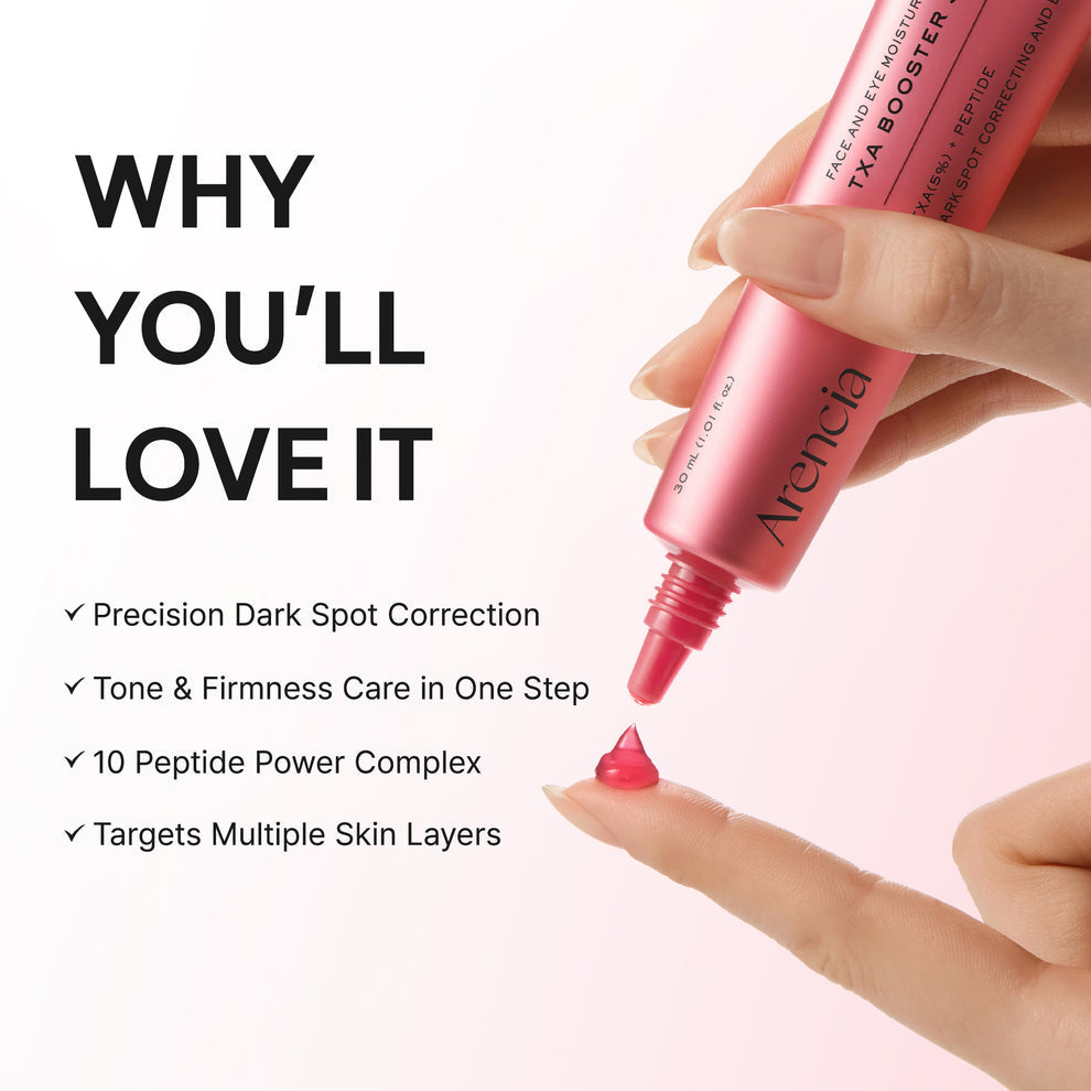 Arencia TXA Booster Shot, Intensive Dark Spot Correcting Serum with 5% TXA, Niacinamide & 10 Peptides for Visible Tone Correction & Radiant-Looking Skin 30 ml