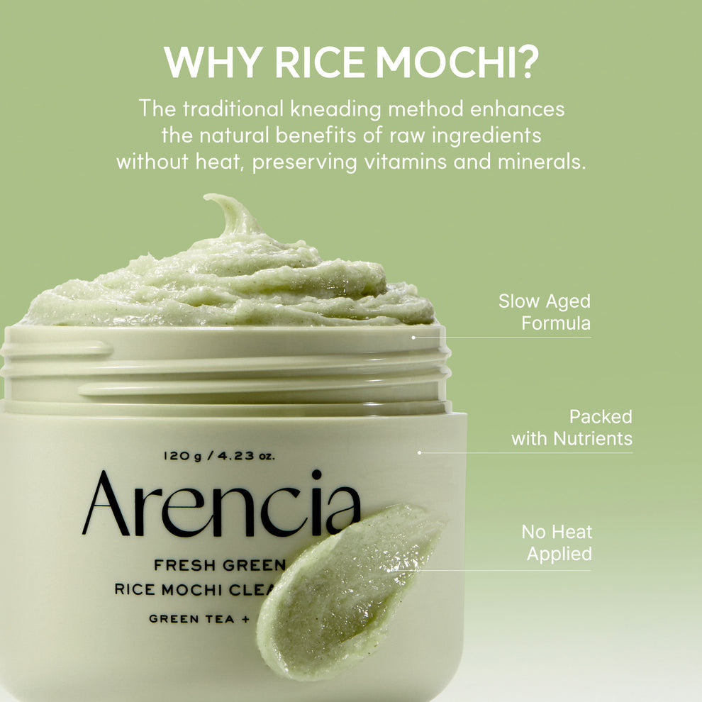 Arencia Fresh Green Rice Mochi Cleanser, Gentle Daily Cleanser for Congestion-Prone Skin size 120g