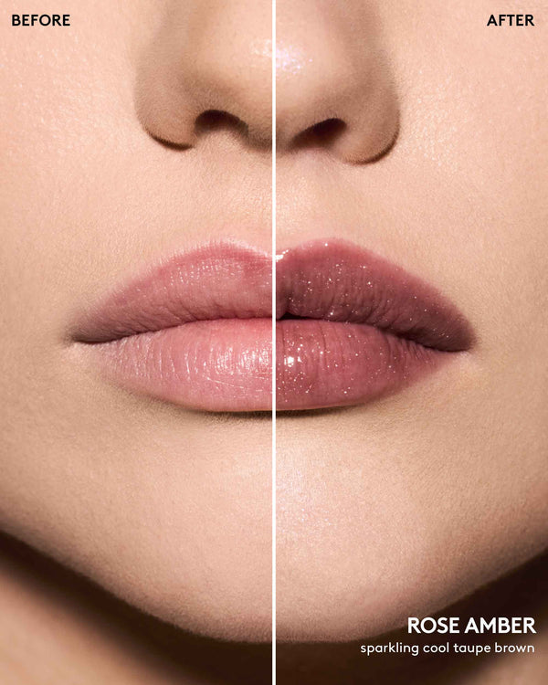 Gloss Bomb Universal Lip Luminizer shade Rose Amber - sparkling cool taupe brown