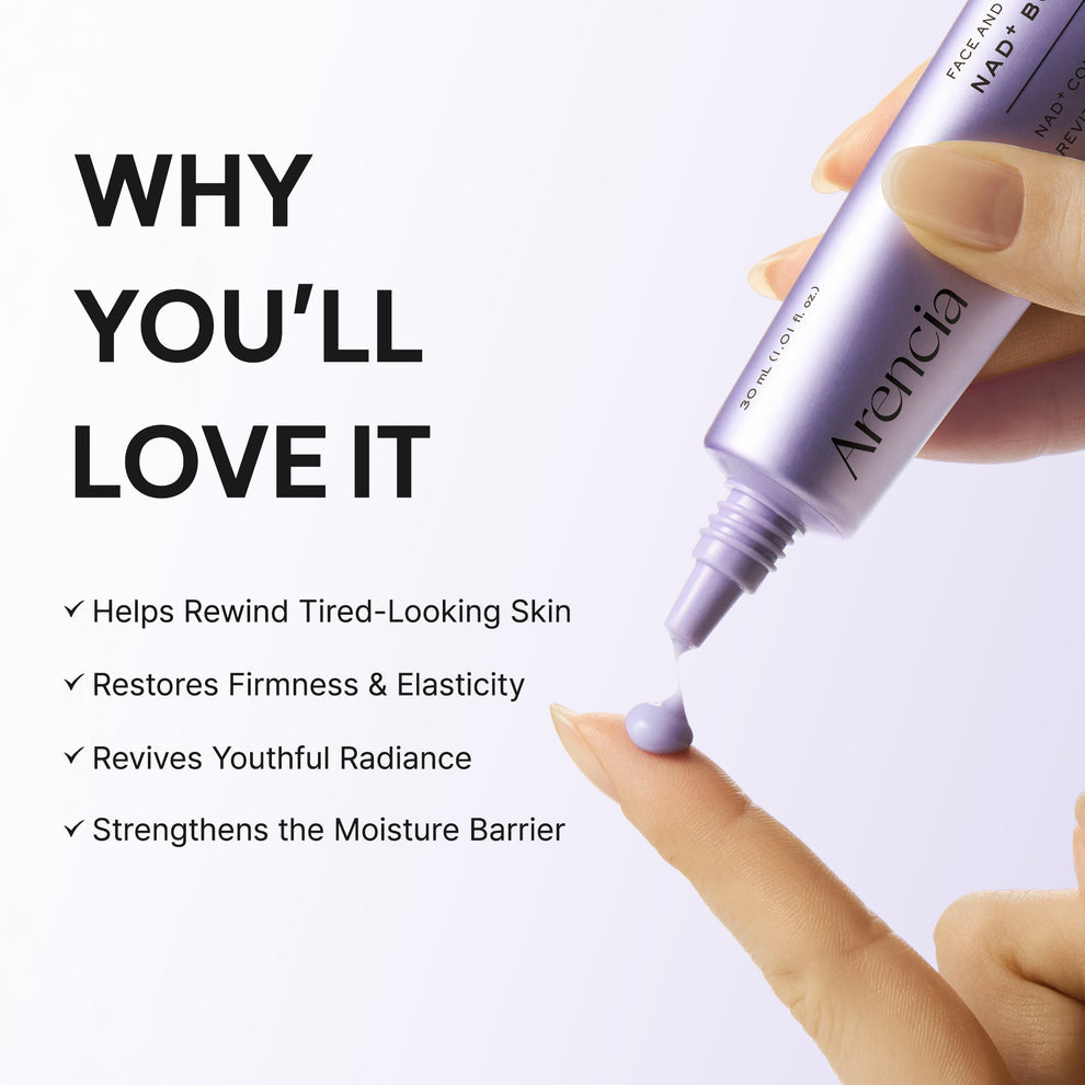 Arencia NAD+ Time-Rewind Booster Shot, Firming & Revitalizing Serum with 5% NAD+ Complex, Peptides & Resveratrol 30 ml