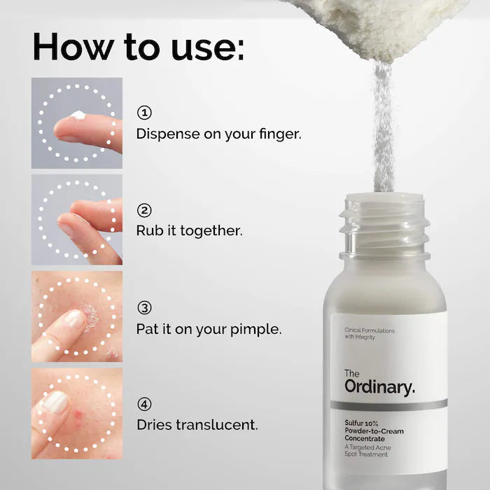 The Ordinary 
Sulfur 10% Powder-to-Cream Concentrate Acne Spot Treatment