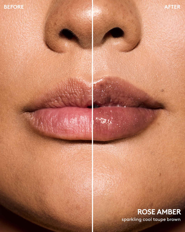 Gloss Bomb Universal Lip Luminizer shade Rose Amber - sparkling cool taupe brown
