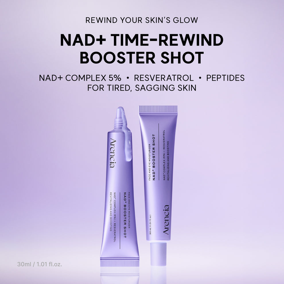 Arencia NAD+ Time-Rewind Booster Shot, Firming & Revitalizing Serum with 5% NAD+ Complex, Peptides & Resveratrol 30 ml
